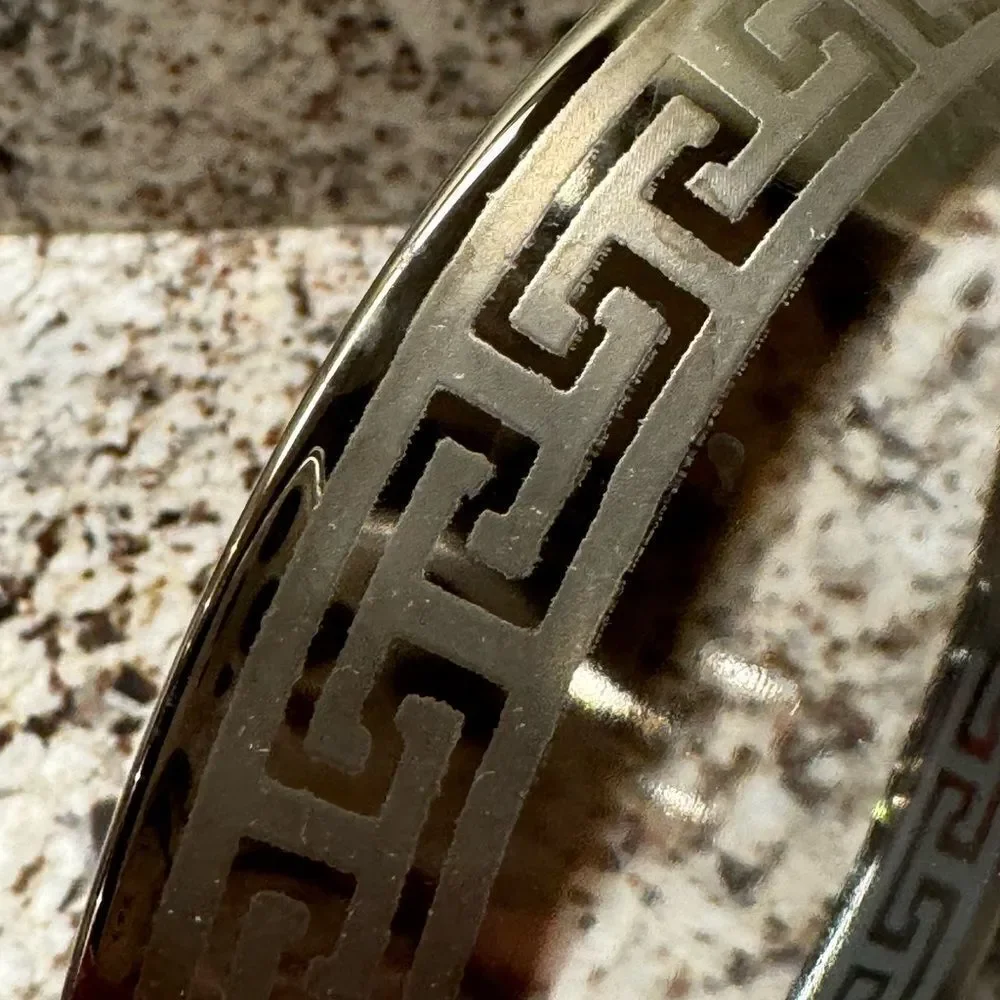 Vintage Clear Glass Bowls with Greek Key Design